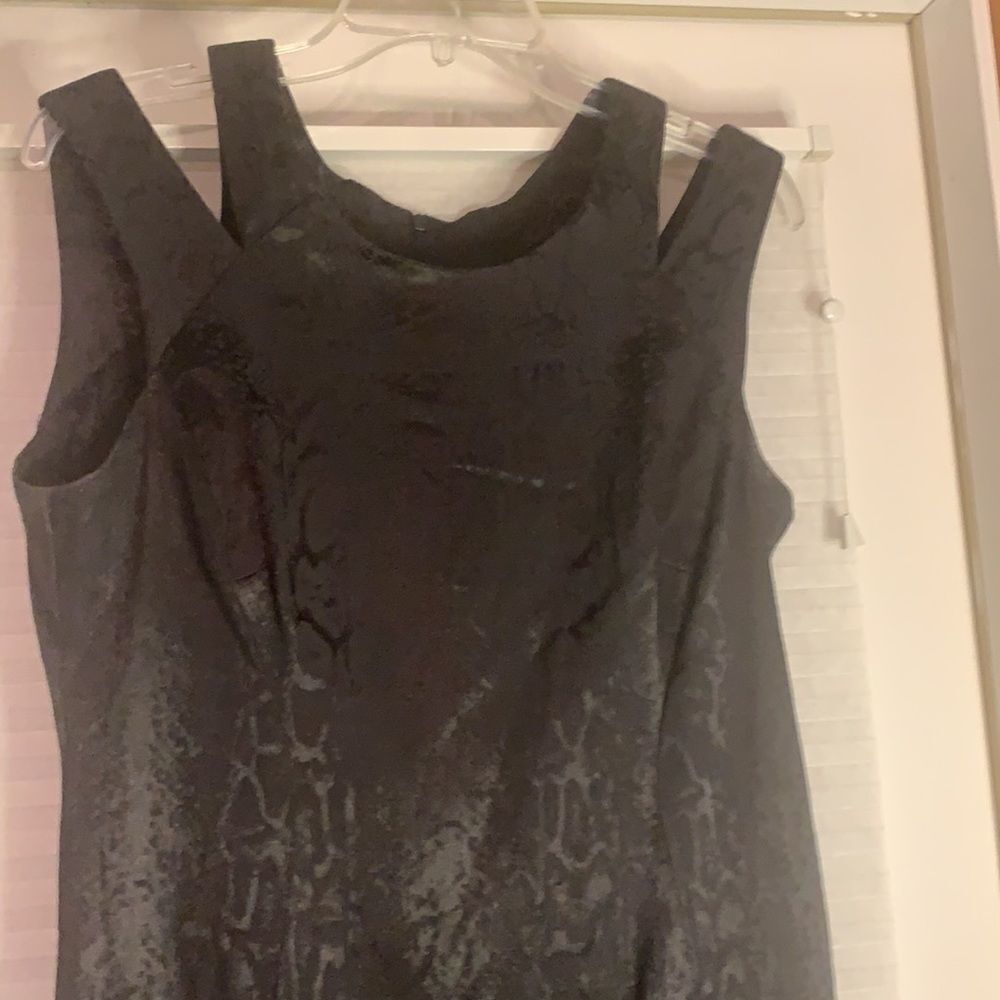 Black Strappy Burnt Look Snake Print Dress 10 Petite - Picture 3 of 7